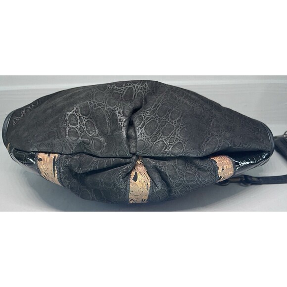 Leather Two Toned Handbag Brown Gold Satchel Crossbody Leather Cork Bag - Picture 3 of 9